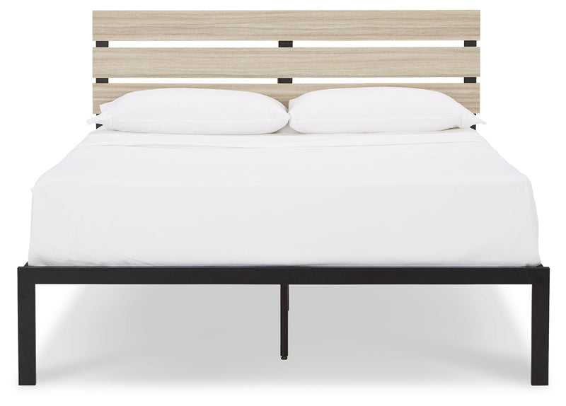 Waylowe Natural Black Queen Platform Bed