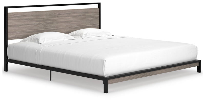 Dontally Gray Black King Platform Bed