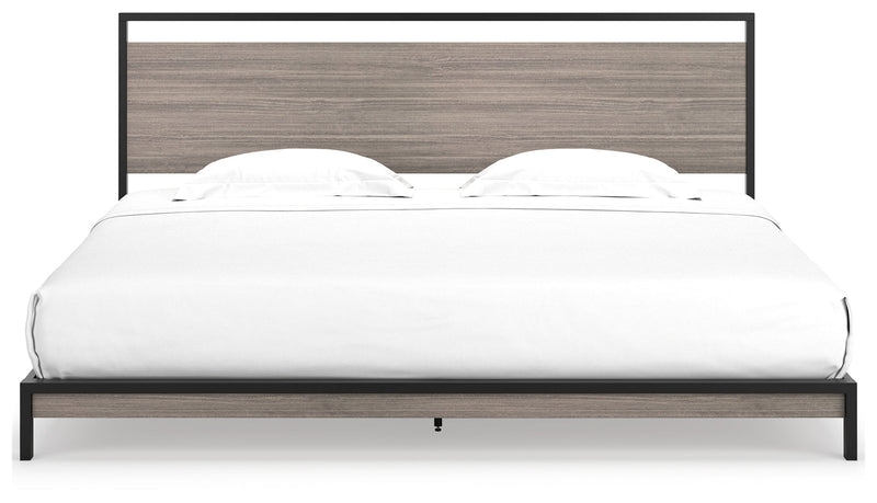 Dontally Gray Black King Platform Bed