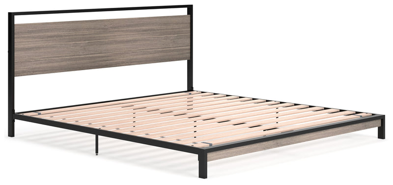 Dontally Gray Black King Platform Bed