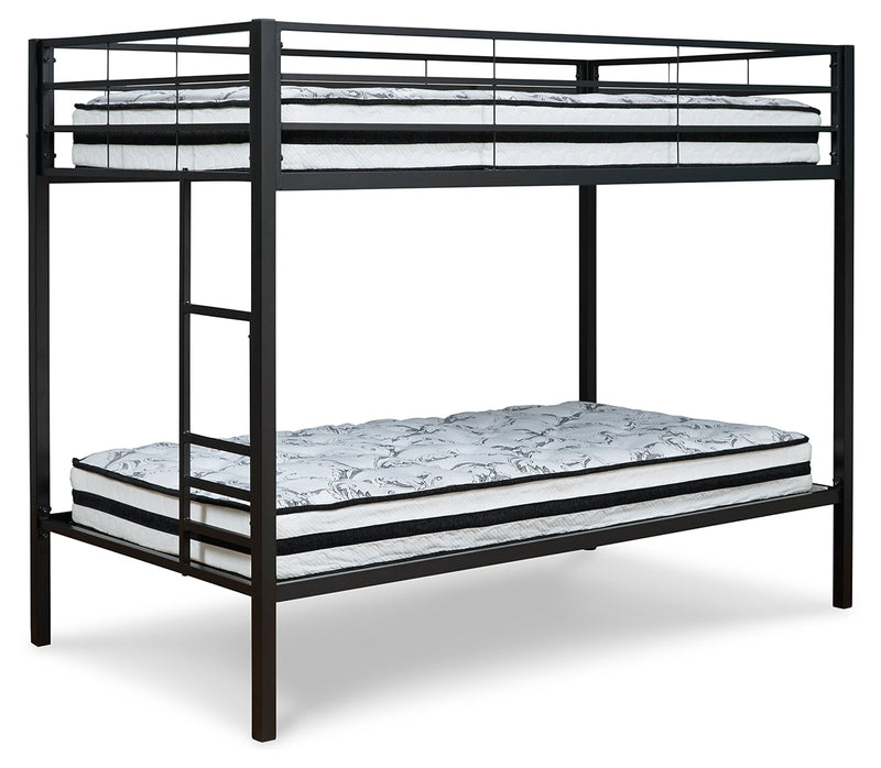 Broshard Black Twin Over Twin Metal Bunk Bed