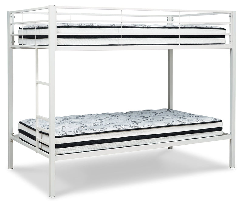 Broshard White Twin Over Twin Metal Bunk Bed