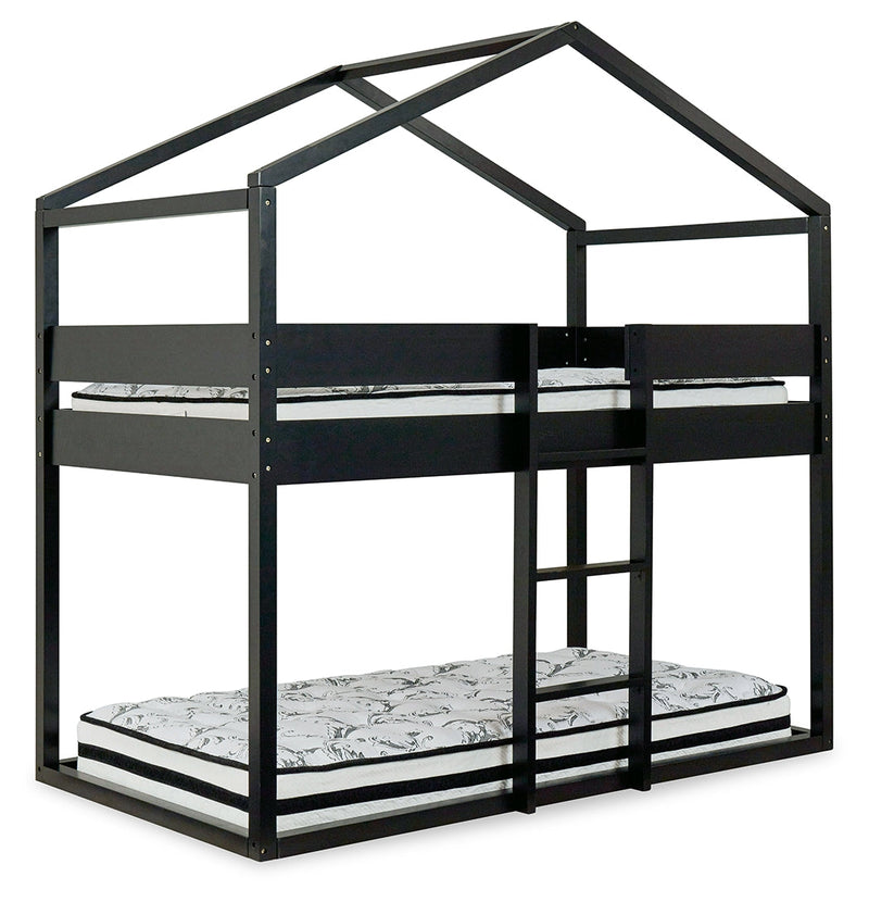 Flannibrook Black Twin Over House Loft Bed