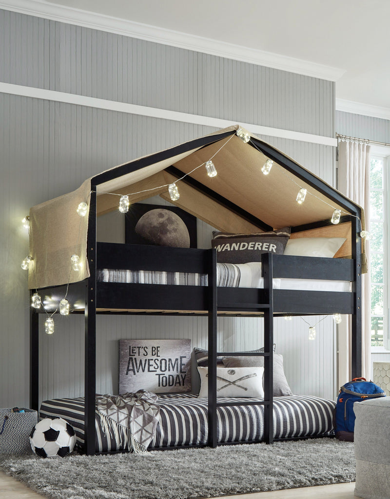 Flannibrook Black Twin Over House Loft Bed