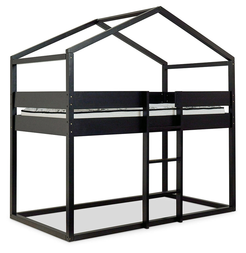 Flannibrook Black Twin Over House Loft Bed