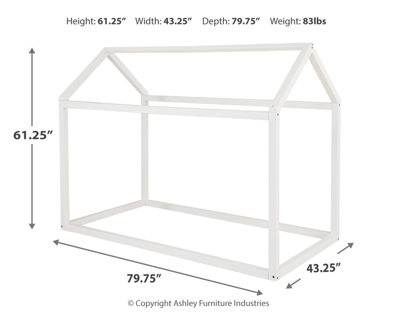 Flannibrook White Twin House Bed Frame