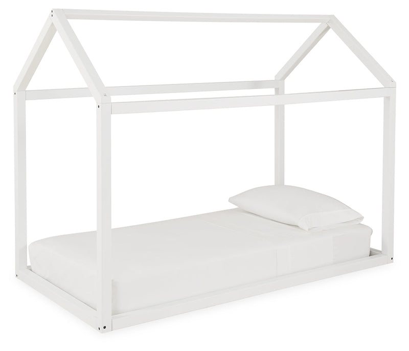 Flannibrook White Twin House Bed Frame