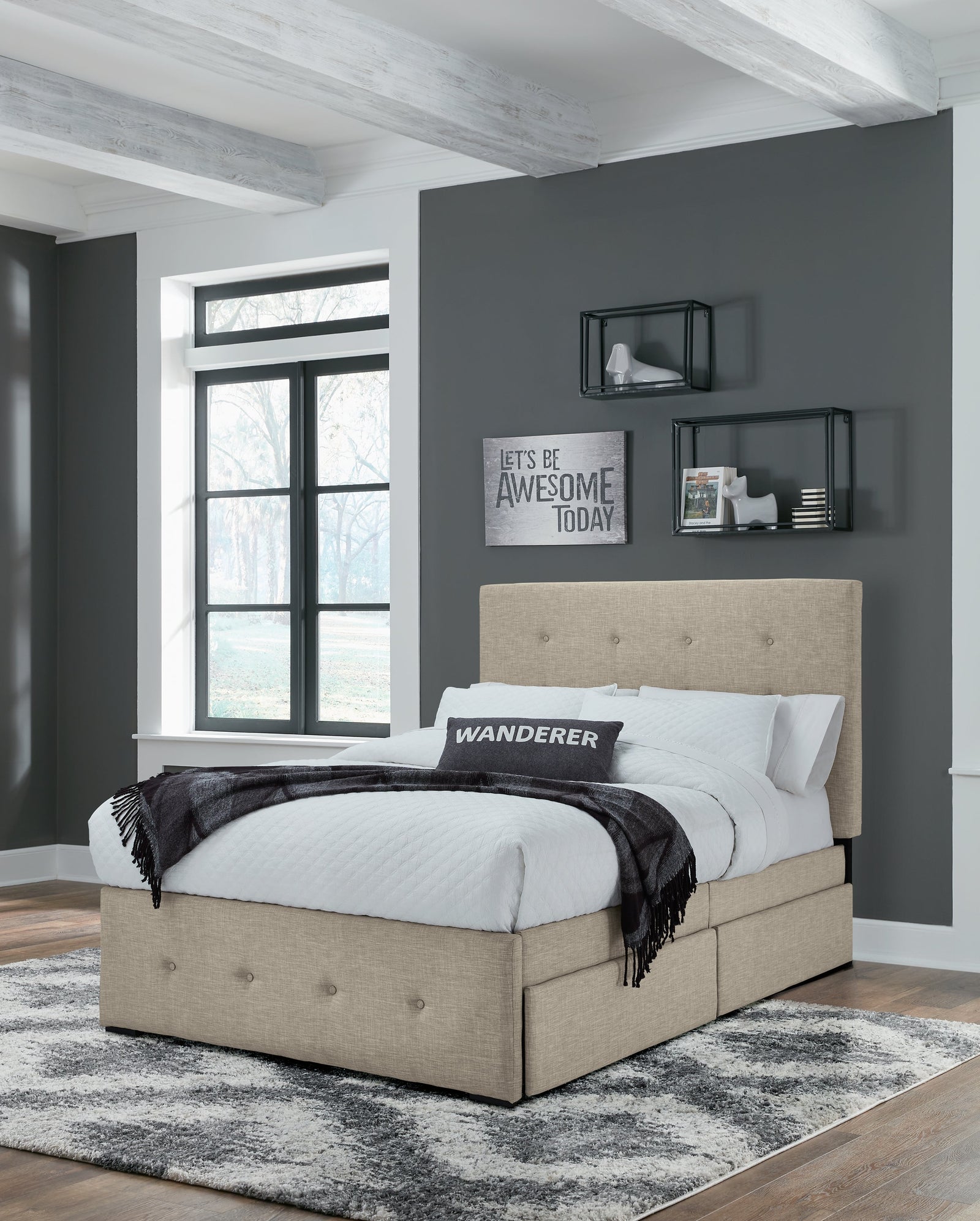 Gladdinson Gray Full Upholstered Storage Bed