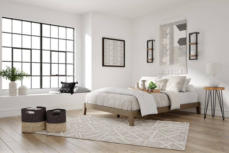 Tannally Light Brown Queen Platform Bed