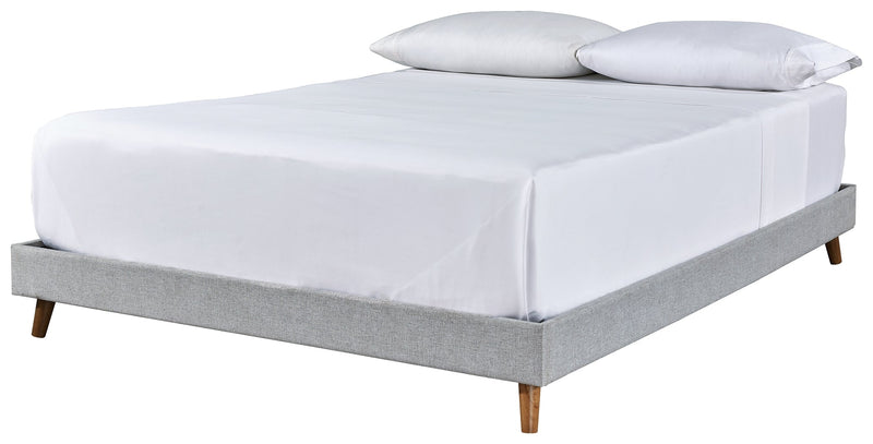 Tannally Beige Queen Upholstered Platform Bed