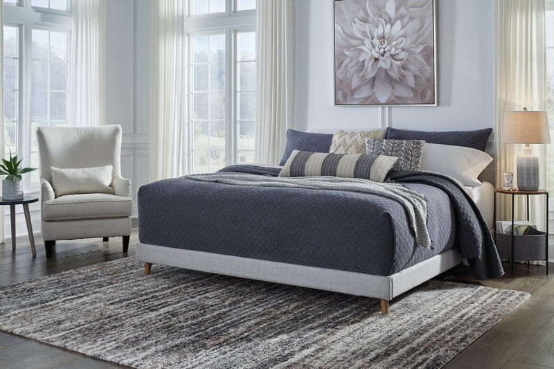 Tannally Beige King Upholstered Platform Bed