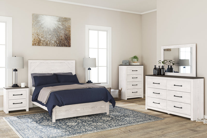 Gerridan White Gray Full Panel Bed