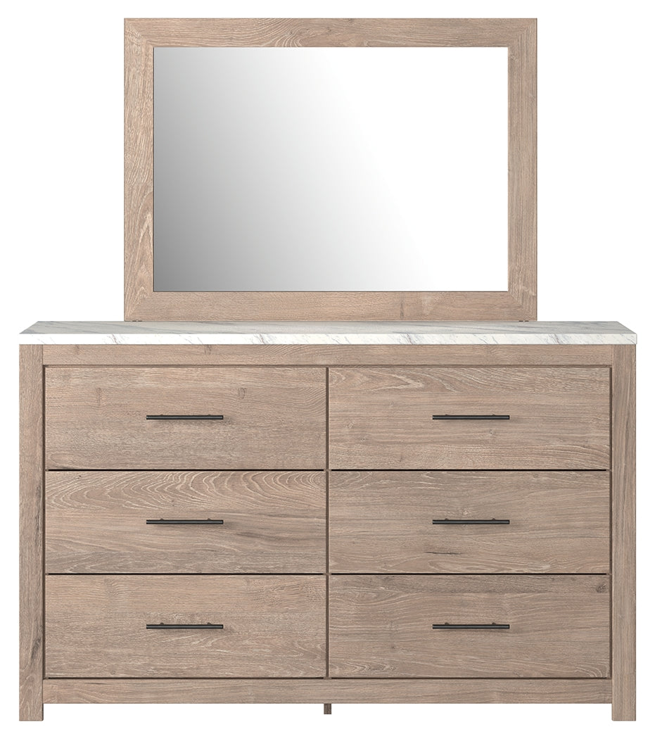 Senniberg Light Brown White Dresser And Mirror