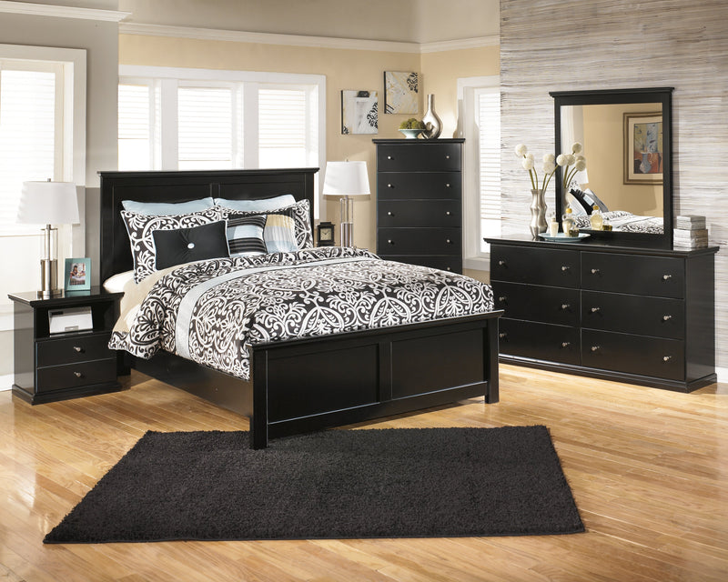 Maribel Black Queen Panel Bed