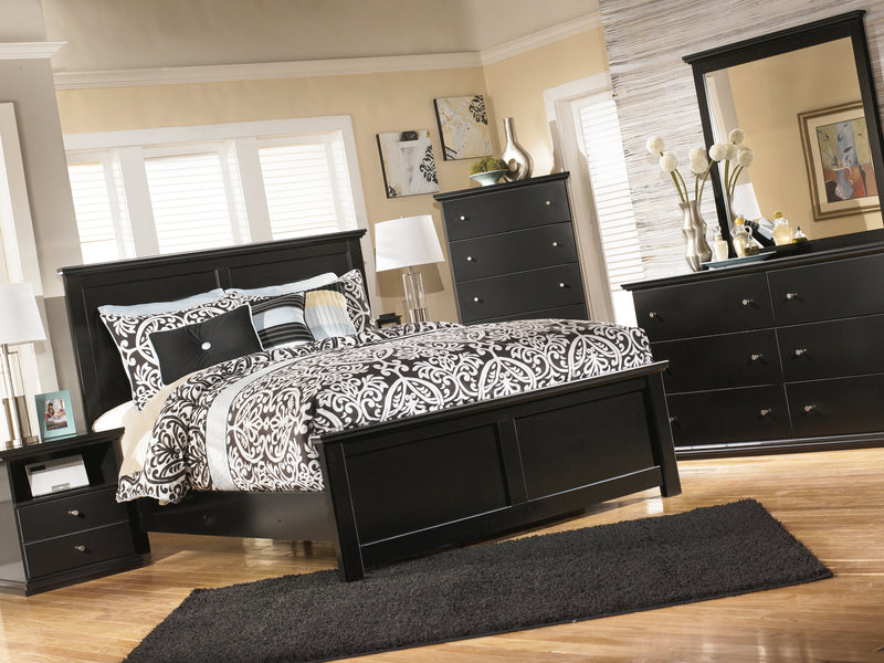 Maribel Black Queen Panel Bed