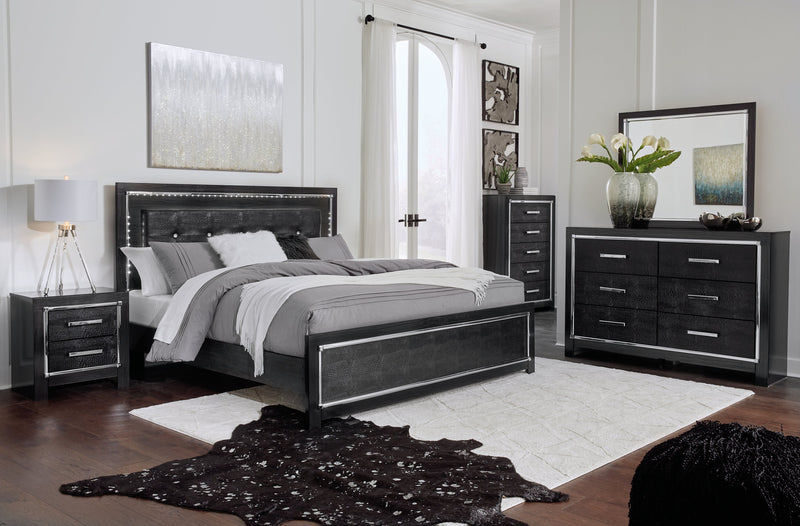 Kaydell Black King Upholstered Panel Bed