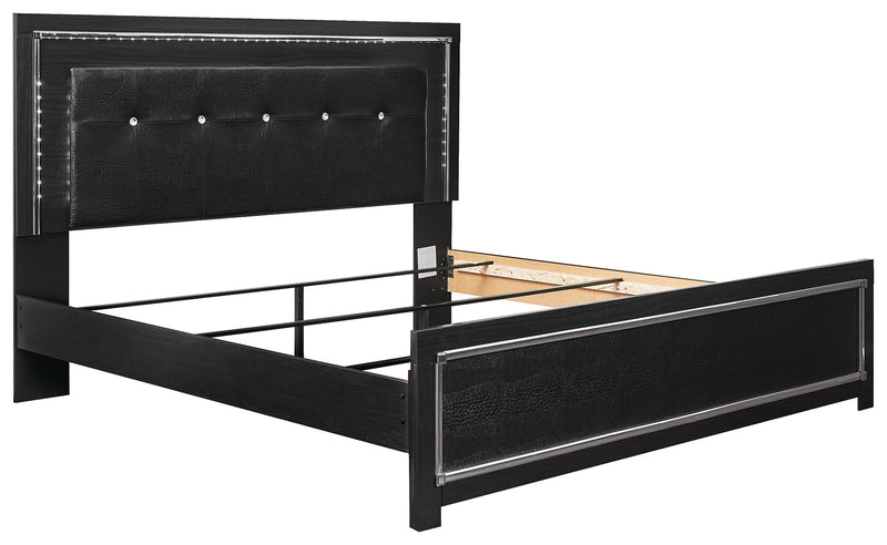 Kaydell Black King Upholstered Panel Bed