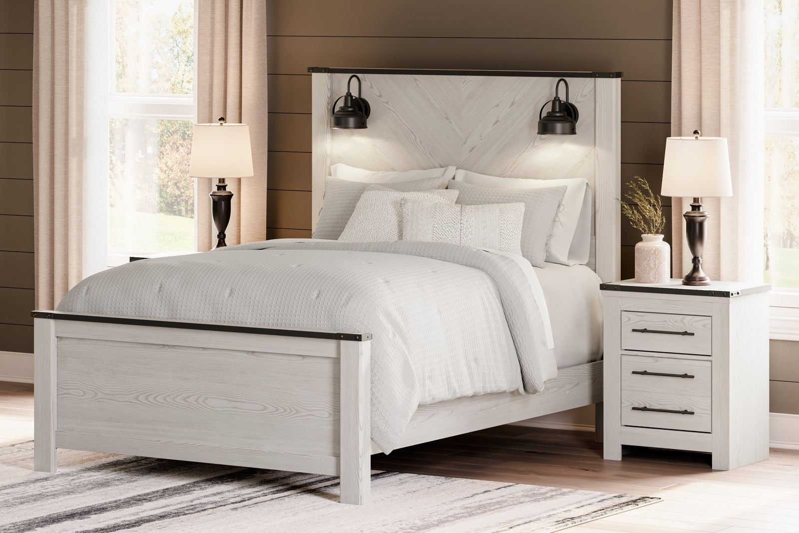 Schoenberg White Queen Panel Bed