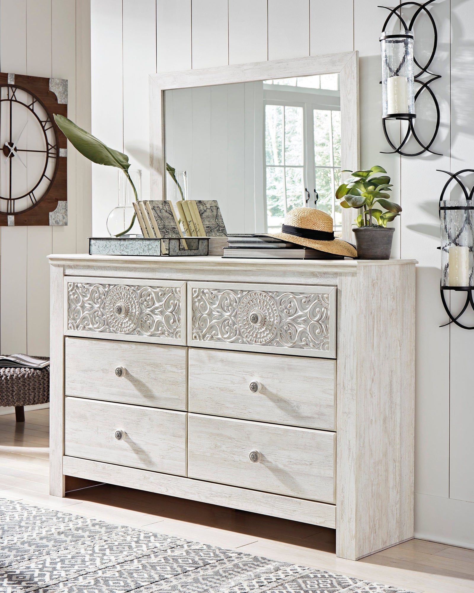 Paxberry Whitewash Dresser And Mirror