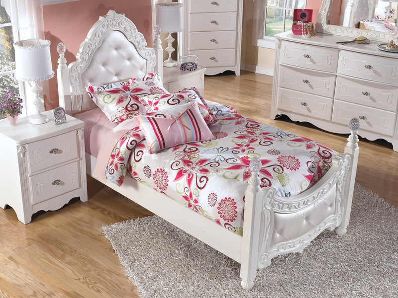 Exquisite White Twin Poster Bed