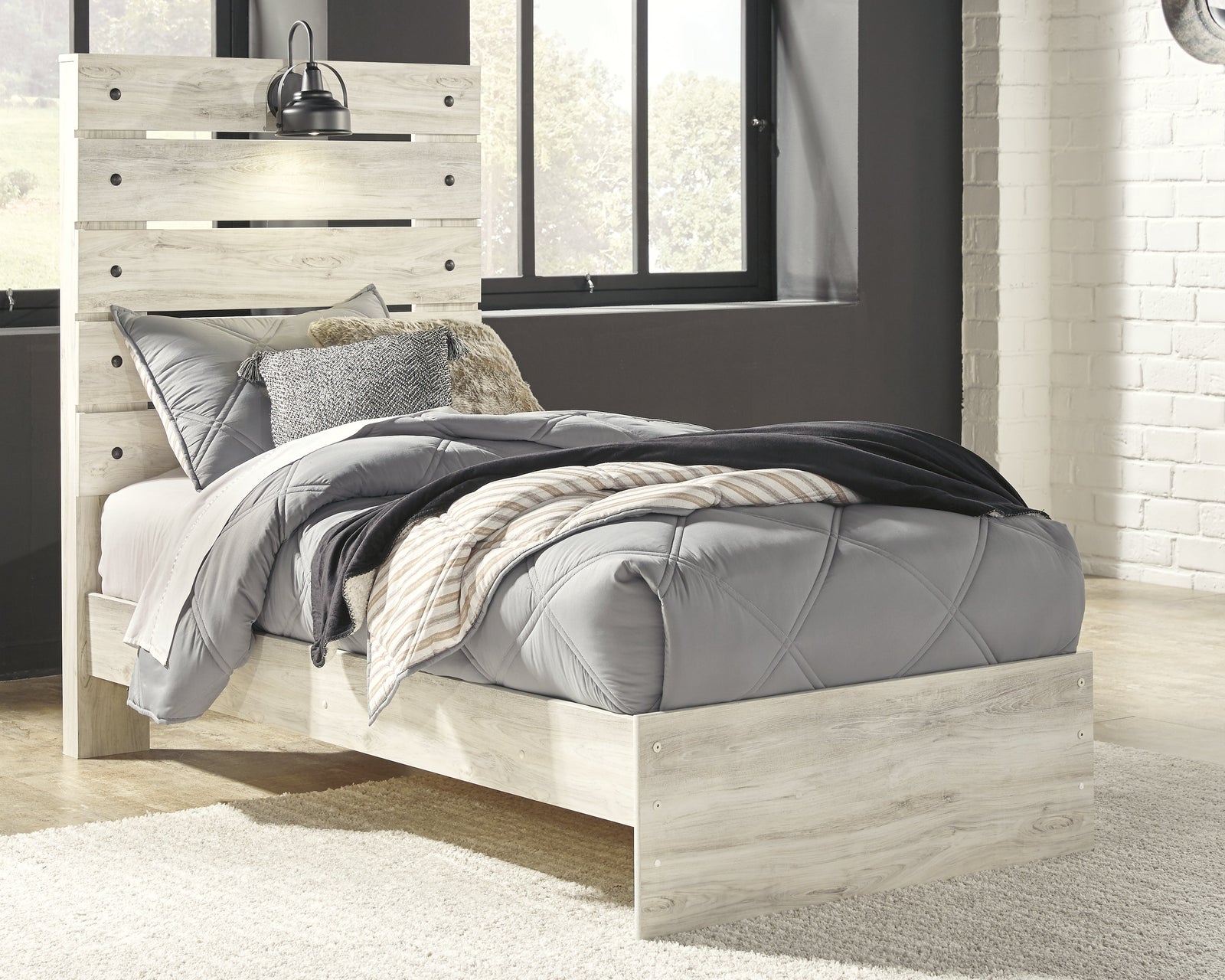 Cambeck Whitewash Twin Panel Bed