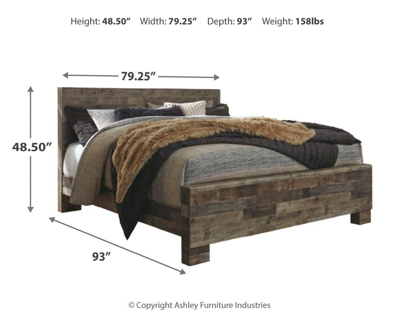 Derekson Multi Gray King Panel Bed