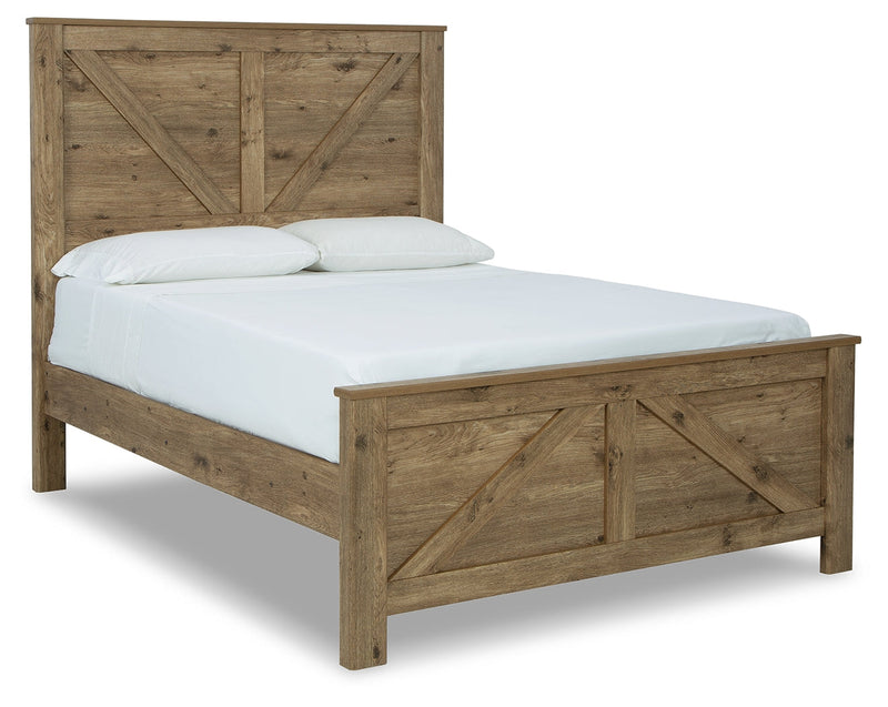 Shurlee Light Brown Queen Crossbuck Panel Bed