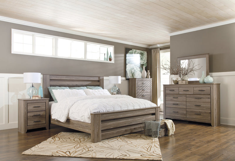 Zelen Warm Gray King Panel Bed