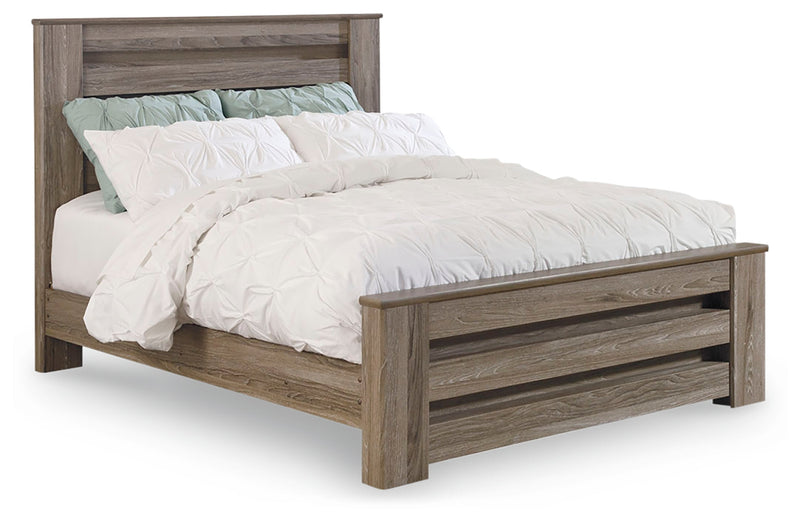 Zelen Warm Gray Queen Panel Bed