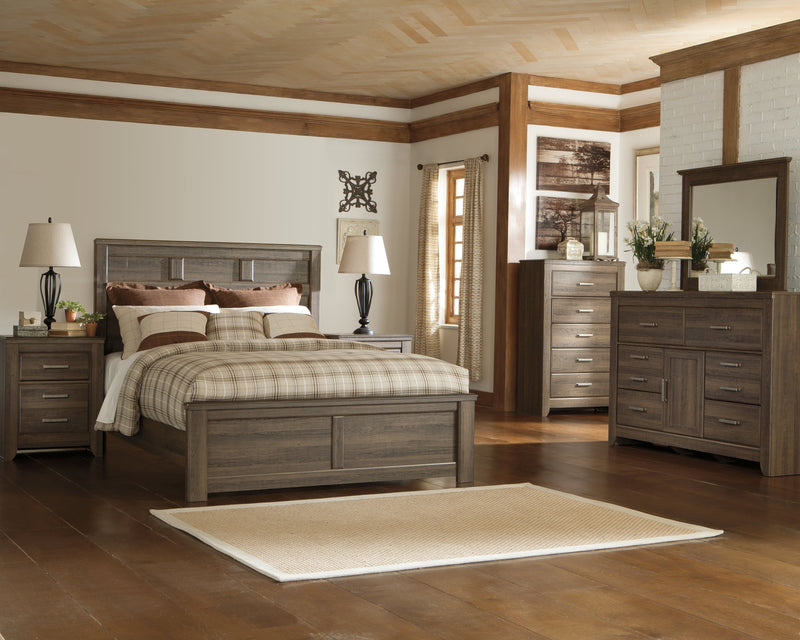 Juararo Dark Brown Queen Panel Bed