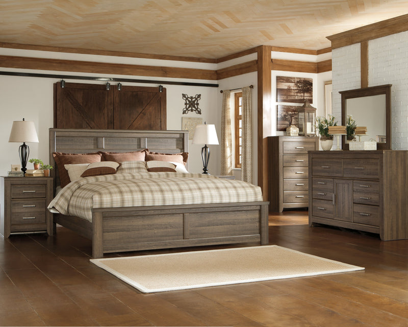 Juararo Dark Brown King Panel Bed