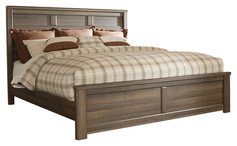 Juararo Dark Brown King Panel Bed