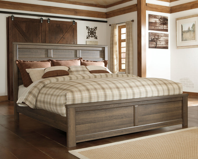 Juararo Dark Brown King Panel Bed