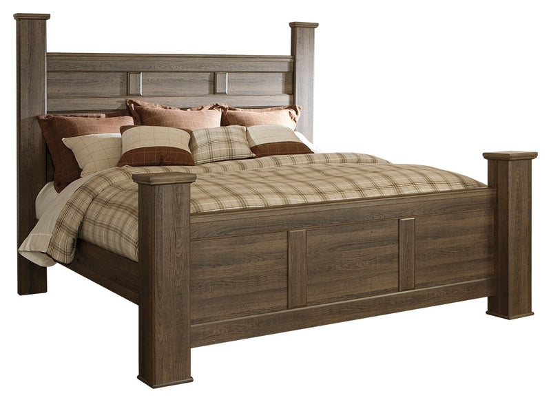 Juararo Dark Brown King Poster Bed