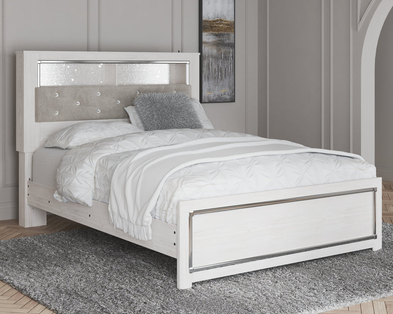 Altyra White Queen Panel Bookcase Bed