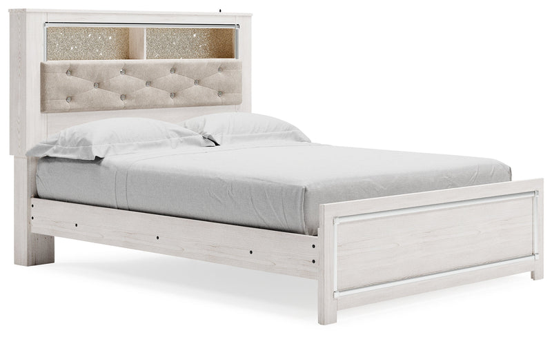 Altyra White Queen Panel Bookcase Bed