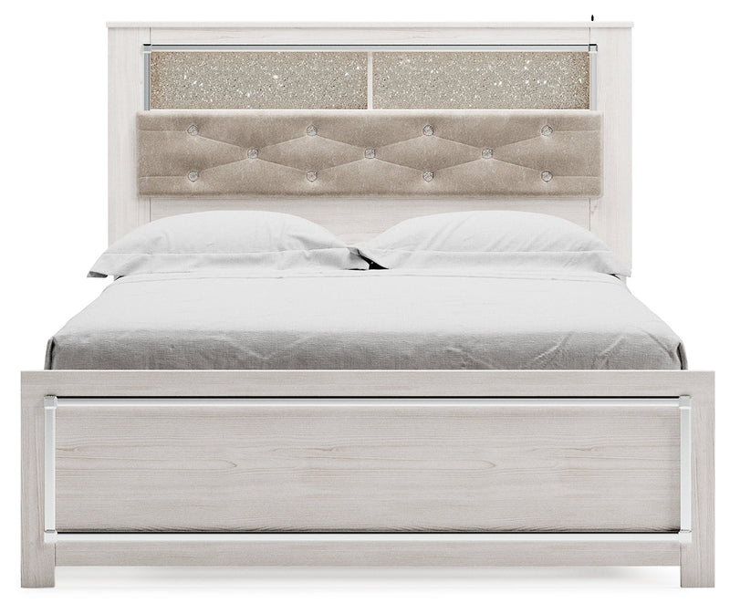 Altyra White Queen Panel Bookcase Bed