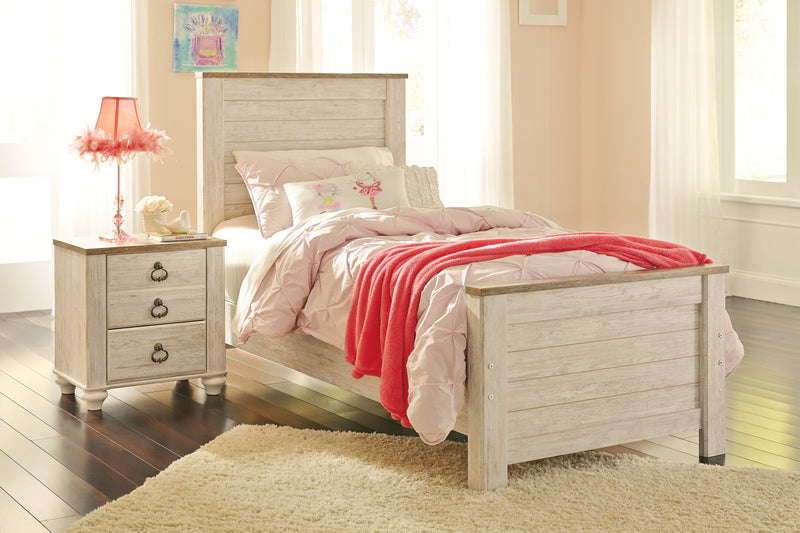 Willowton Whitewash Twin Panel Bed