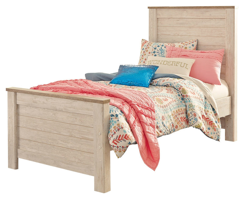 Willowton Whitewash Twin Panel Bed