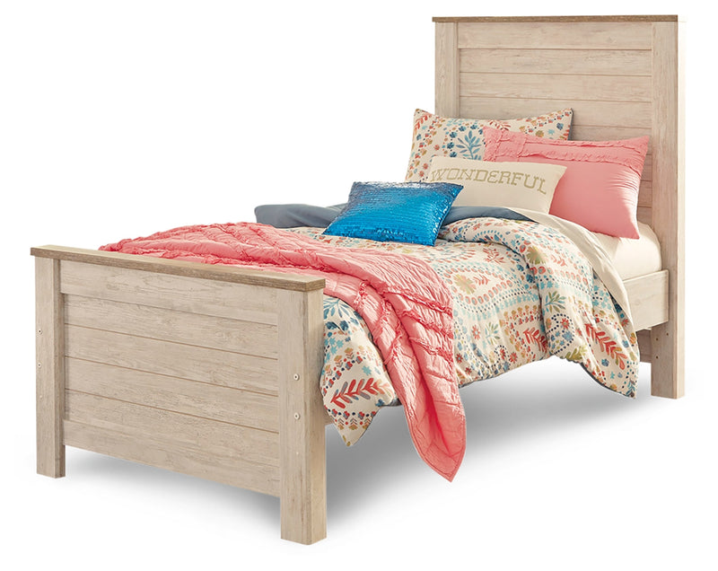 Willowton Whitewash Twin Panel Bed