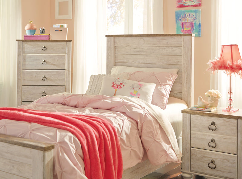 Willowton Whitewash Twin Panel Bed