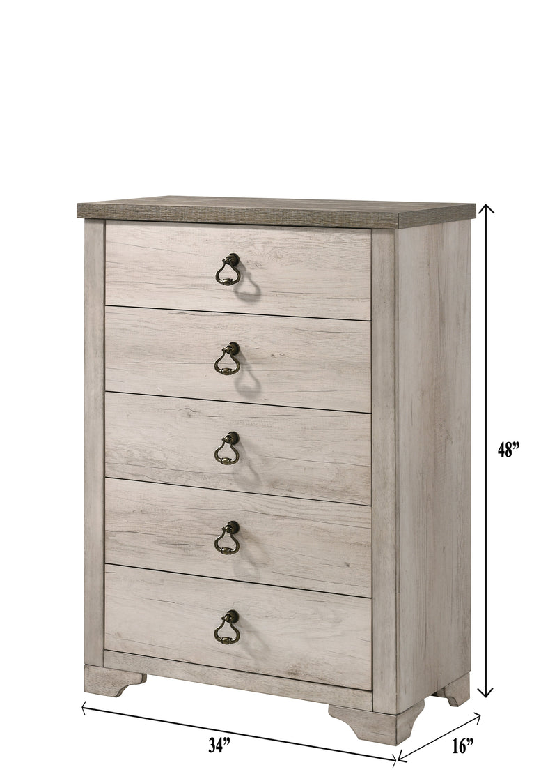 Patterson Driftwood Finish Solid Pine Wood Modern Rustic And Charm Panel Bedroom Set