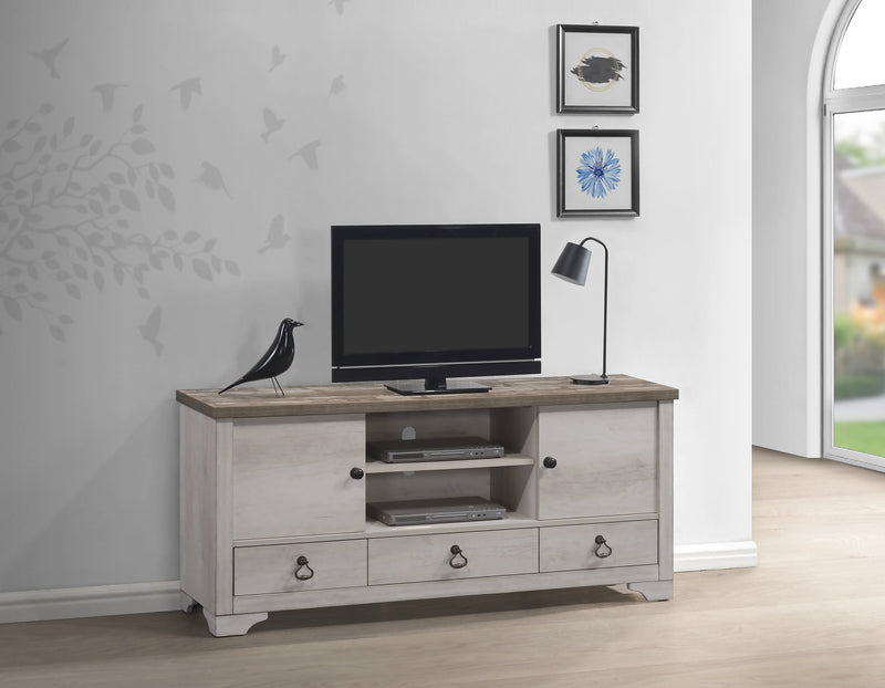 Patterson Driftwood Media Ches, Media Storage Cabinet, Hardwood Solids And Veneers, Console with Built-in Charging Station
