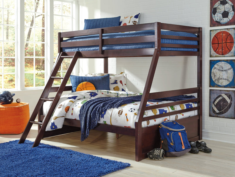 Halanton Dark Brown Twin Over Full Bunk Bed With 1 Large Storage Drawer