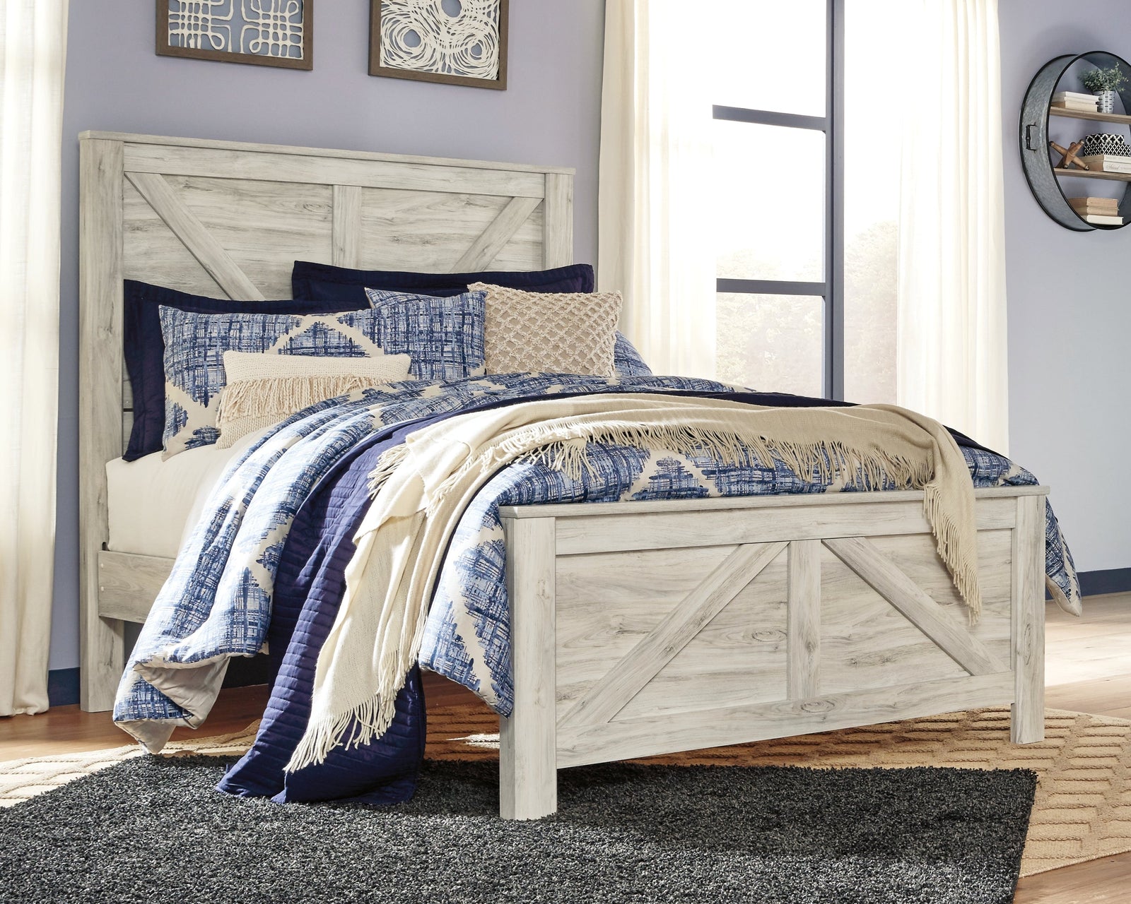 Bellaby Whitewash Queen Crossbuck Panel Bed