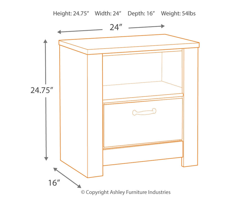 Bellaby Whitewash Nightstand