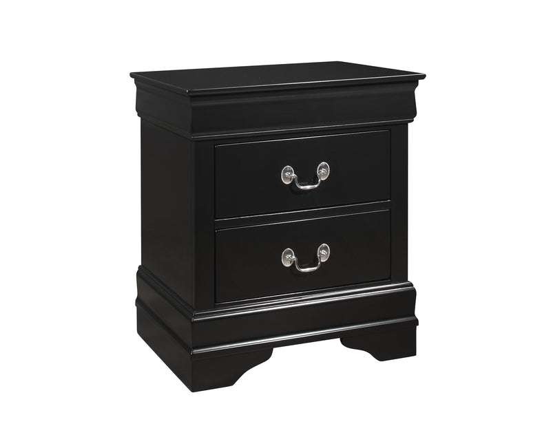 Louis Philip 5-D Chest Black, Sleek And Modern Wood And Veneers, Pewter Bail 5 Drawers