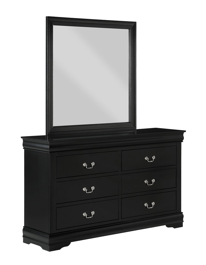 Louis Philip Black Modern Wooden Sleigh Bedroom Set