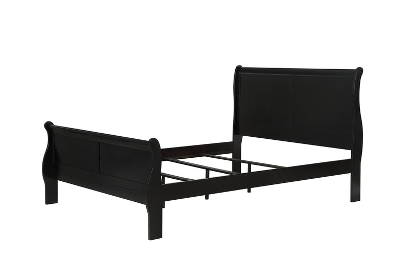 Louis Philip Black Classic And Modern Wood King Sleigh Bed