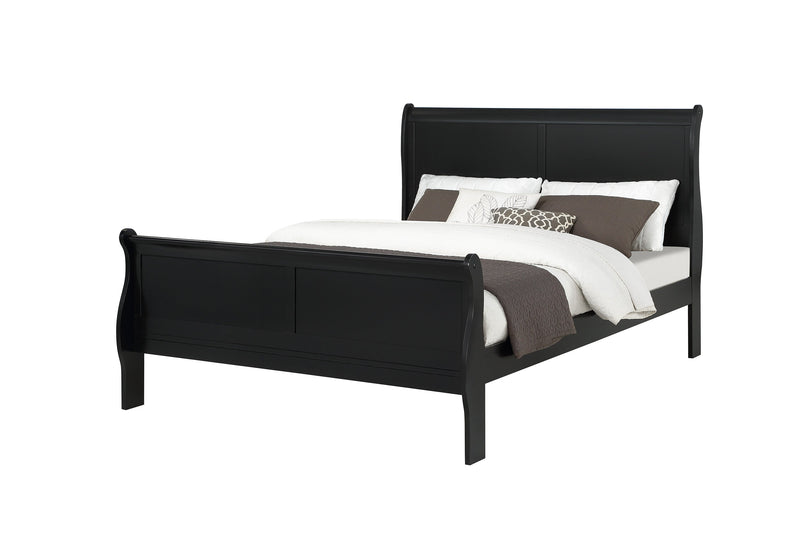 Louis Philip Black Classic And Modern Wood Twin Sleigh Bed
